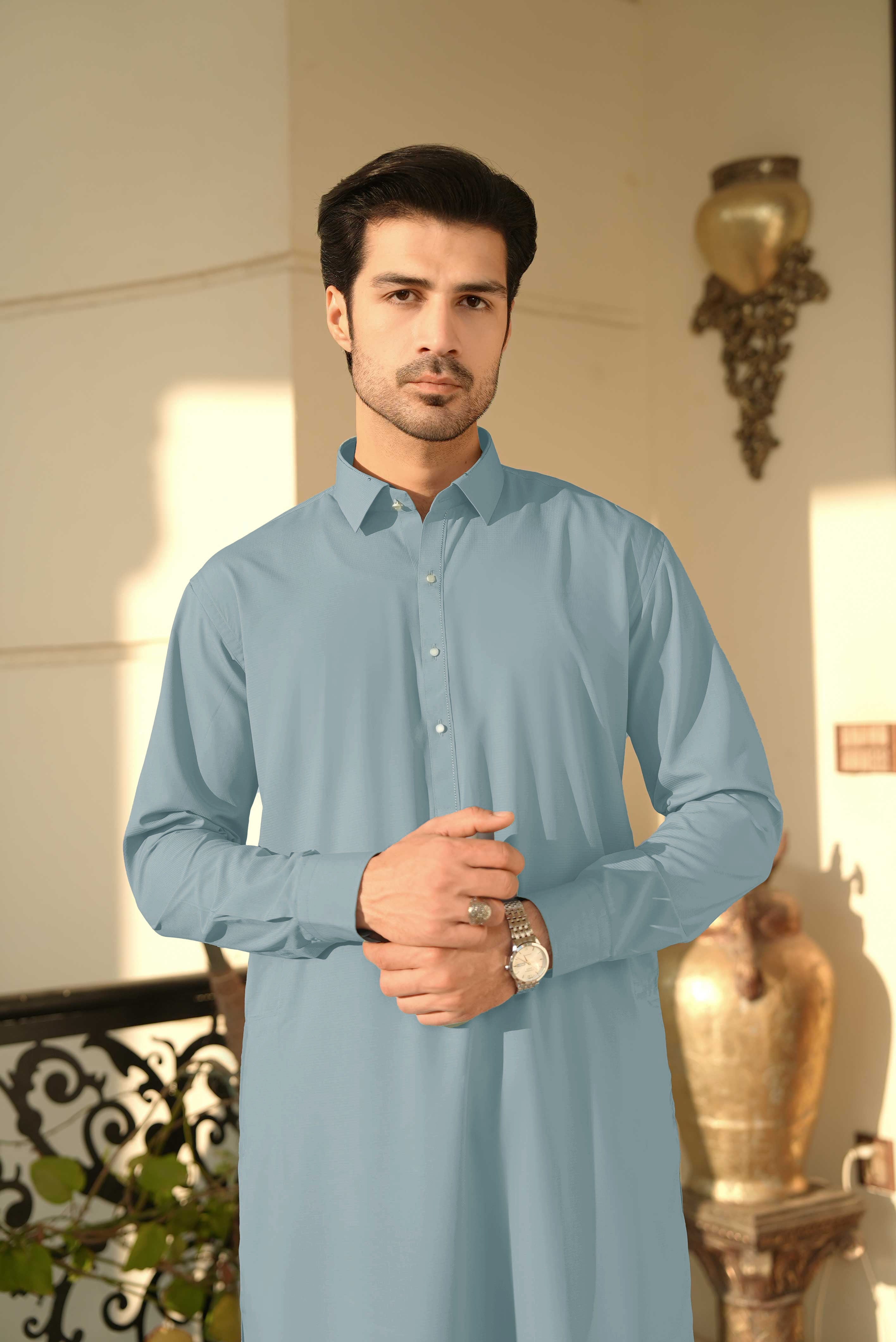 Stitched Shalwar Kameez (SPSC27) Light Blue