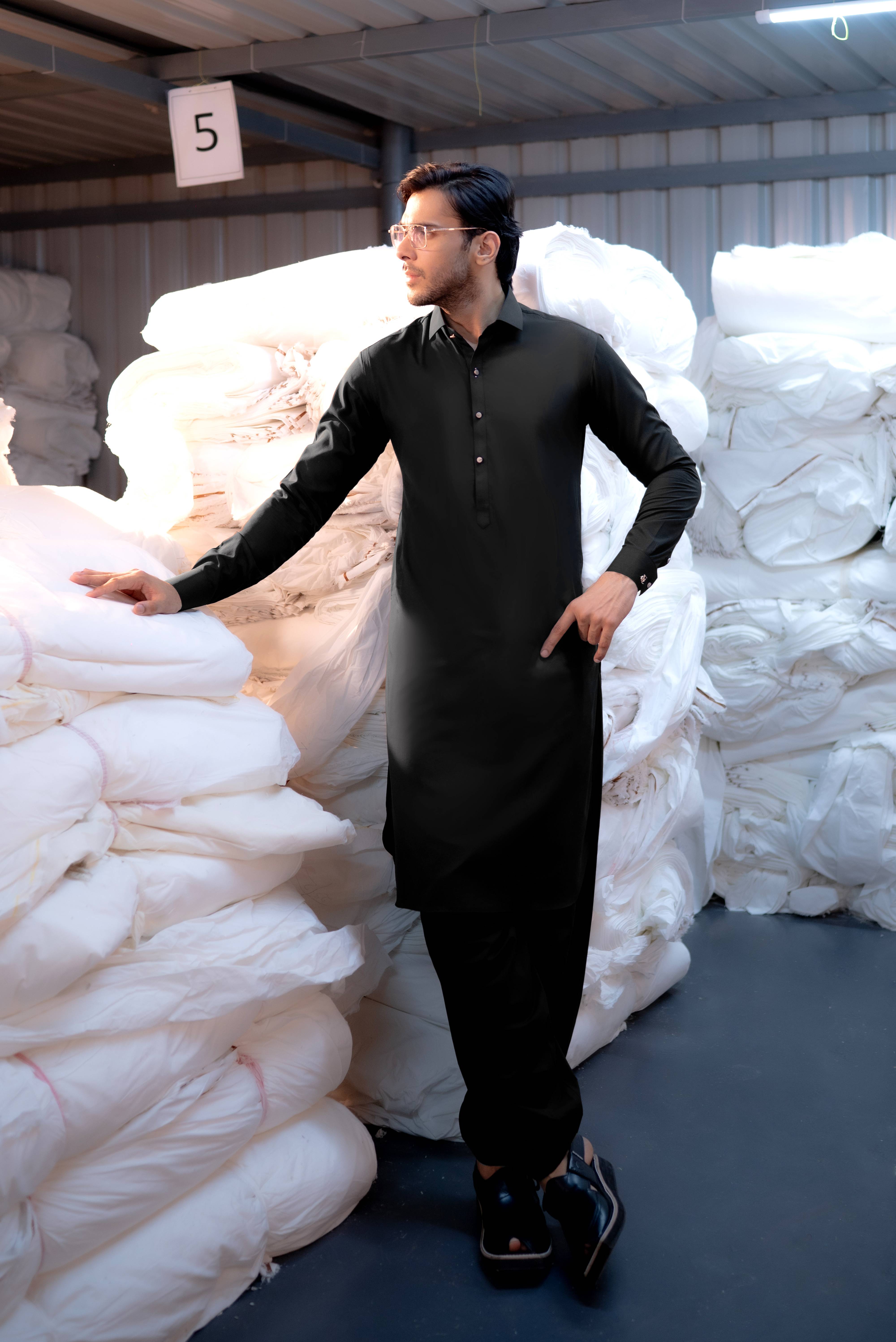 Stitched Shalwar Kameez (SPSC59) Black