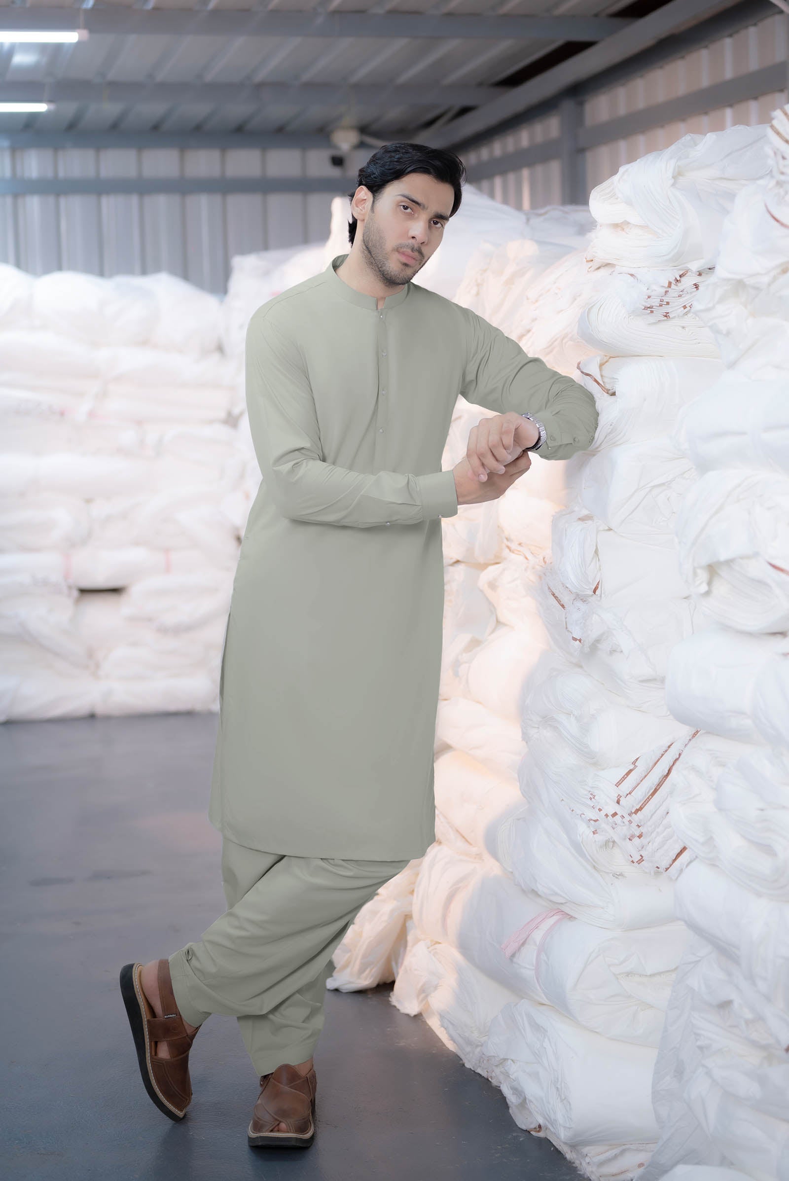 Stitched Shalwar Kameez (SPSB42) Ash Grey