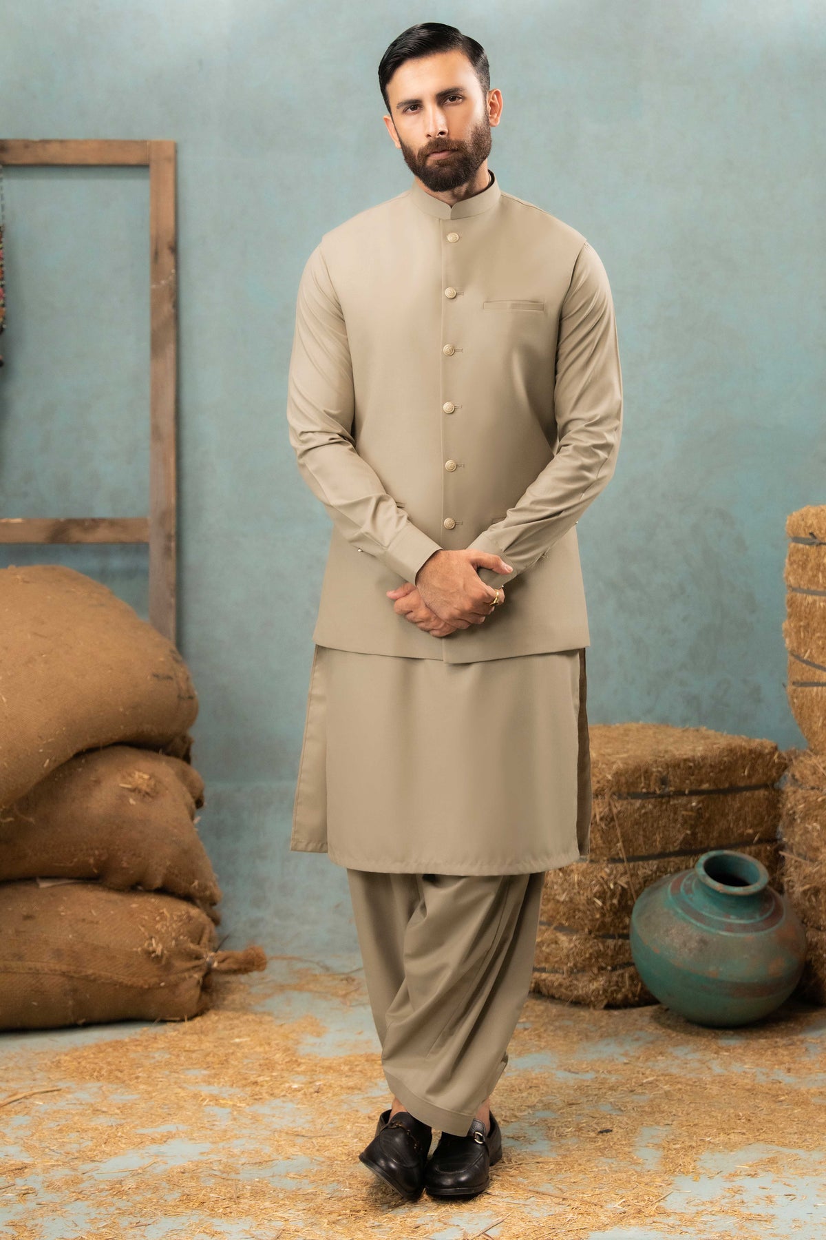 Khaki - Stitched Shalwar Kameez & Combo - SWSB08