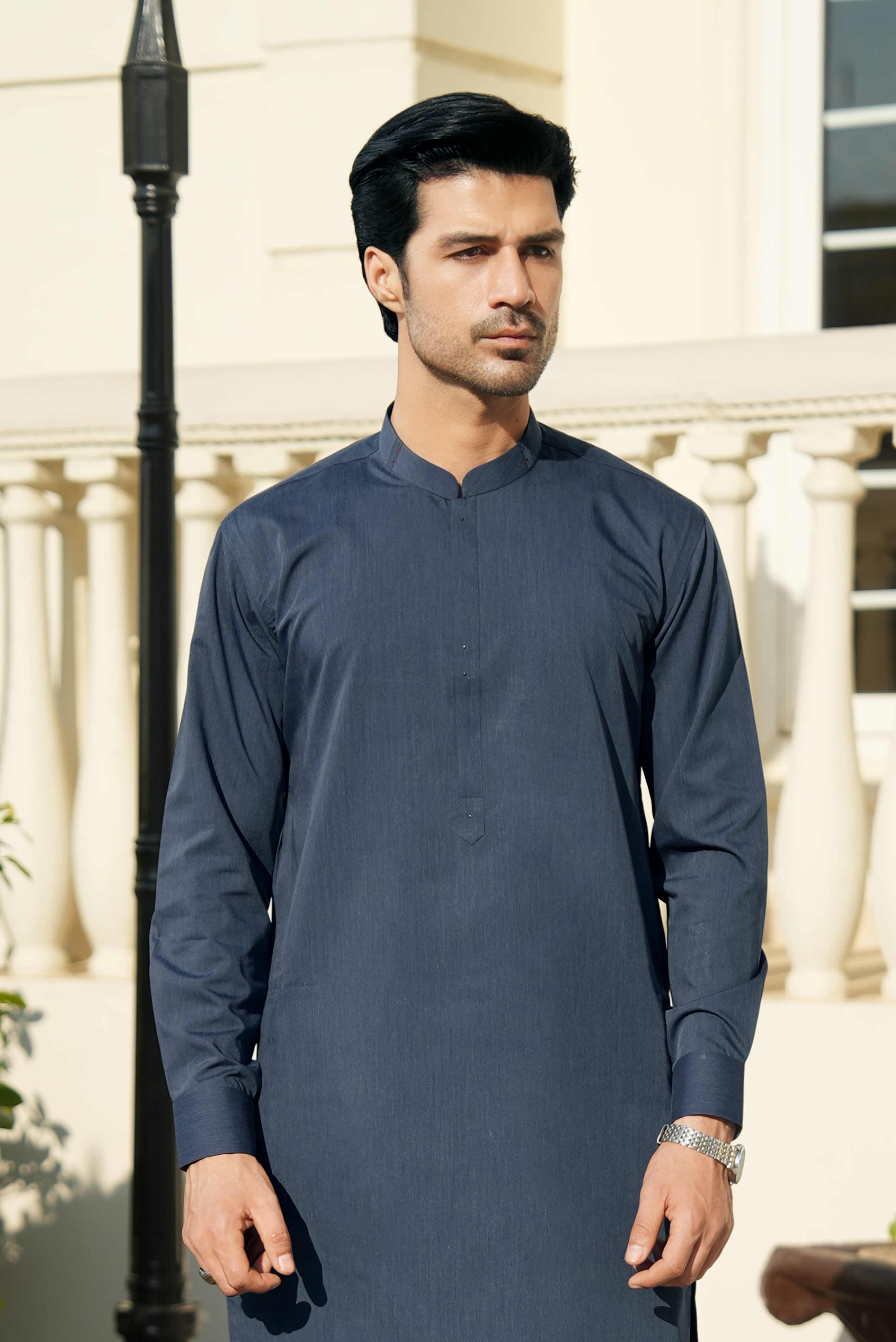 Stitched Shalwar Kameez (SPSB02) Greyish Blue