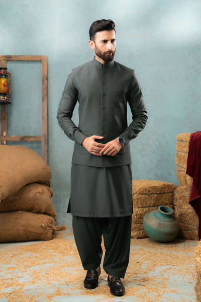 Dark Grey - Stitched Shalwar Kameez & Combo - SWSB05