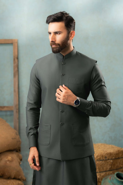 Dark Grey - Stitched Shalwar Kameez & Combo - SWSB05