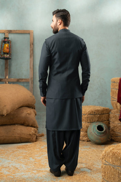 Dull Blue - Stitched Shalwar Kameez & Combo - SWSB15