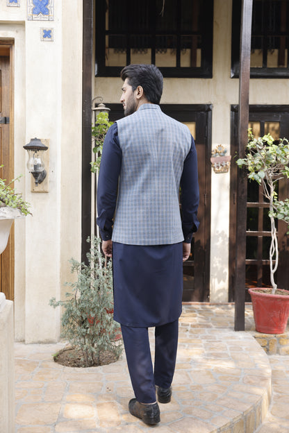 Suiting Fabric 07 - (Grey & Blue) 2.25 Mtr