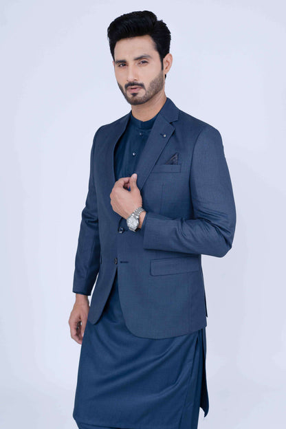 Stitched blue blazer NBL24 made with premium imported suiting fabric featuring jetted pockets and excellent colorfastness