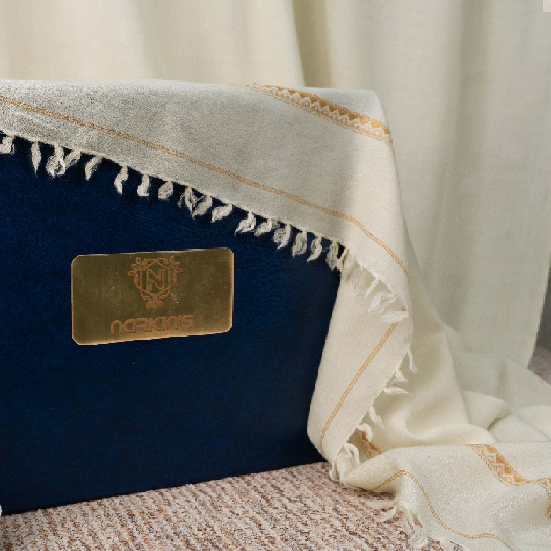 100% Woolen Shawl - 008 | Cream