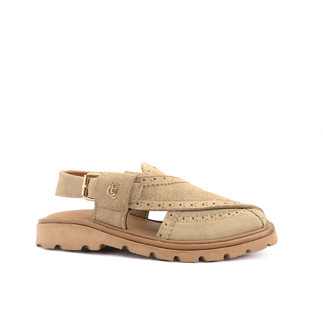 Camel Suede Leather Peshawari Sandal - PMC06
