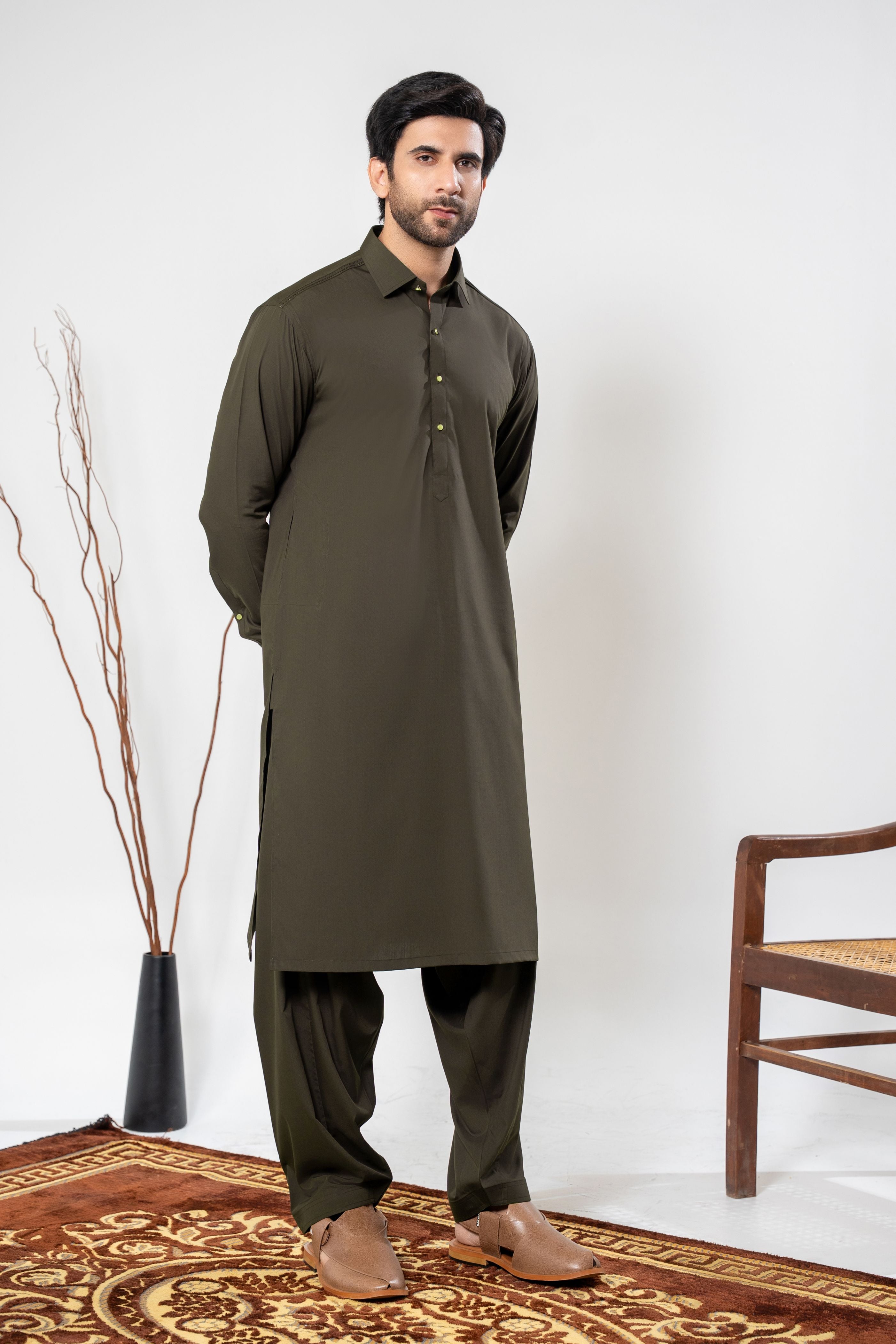 Stitched Shalwar Kameez (SPS75) Chocolate
