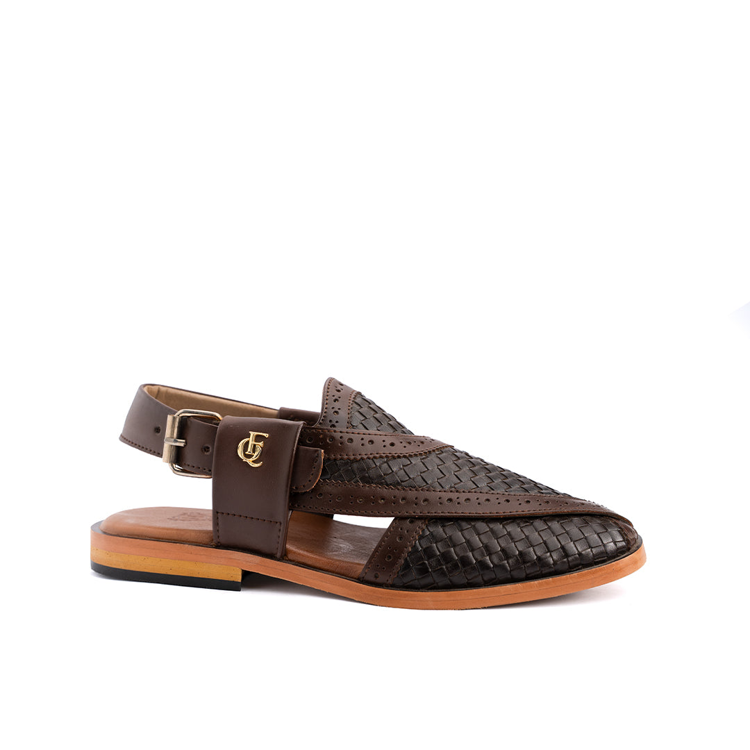 Brown Weave Leather Peshawari Sandal - PMC21