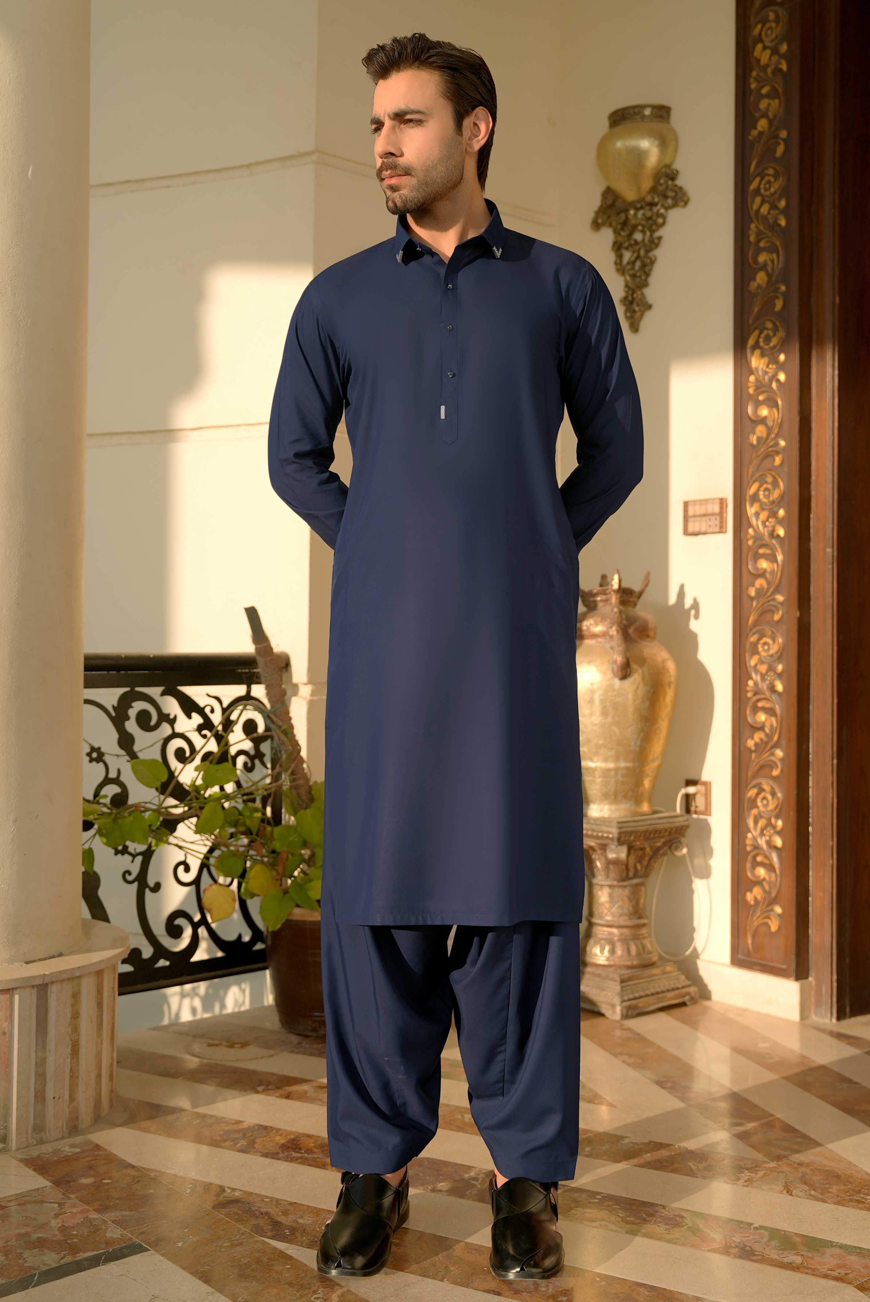 Stitched Shalwar Kameez (SPSC) Navy Blue