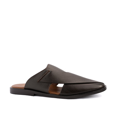 Brown Leather Mules - PMC17