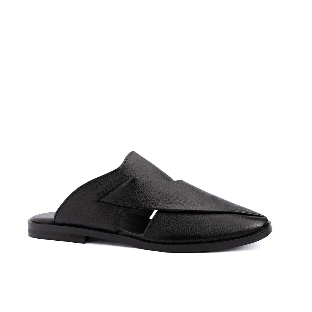 Black Leather Mules - PMC16