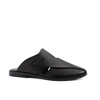 Black Leather Mules - PMC16