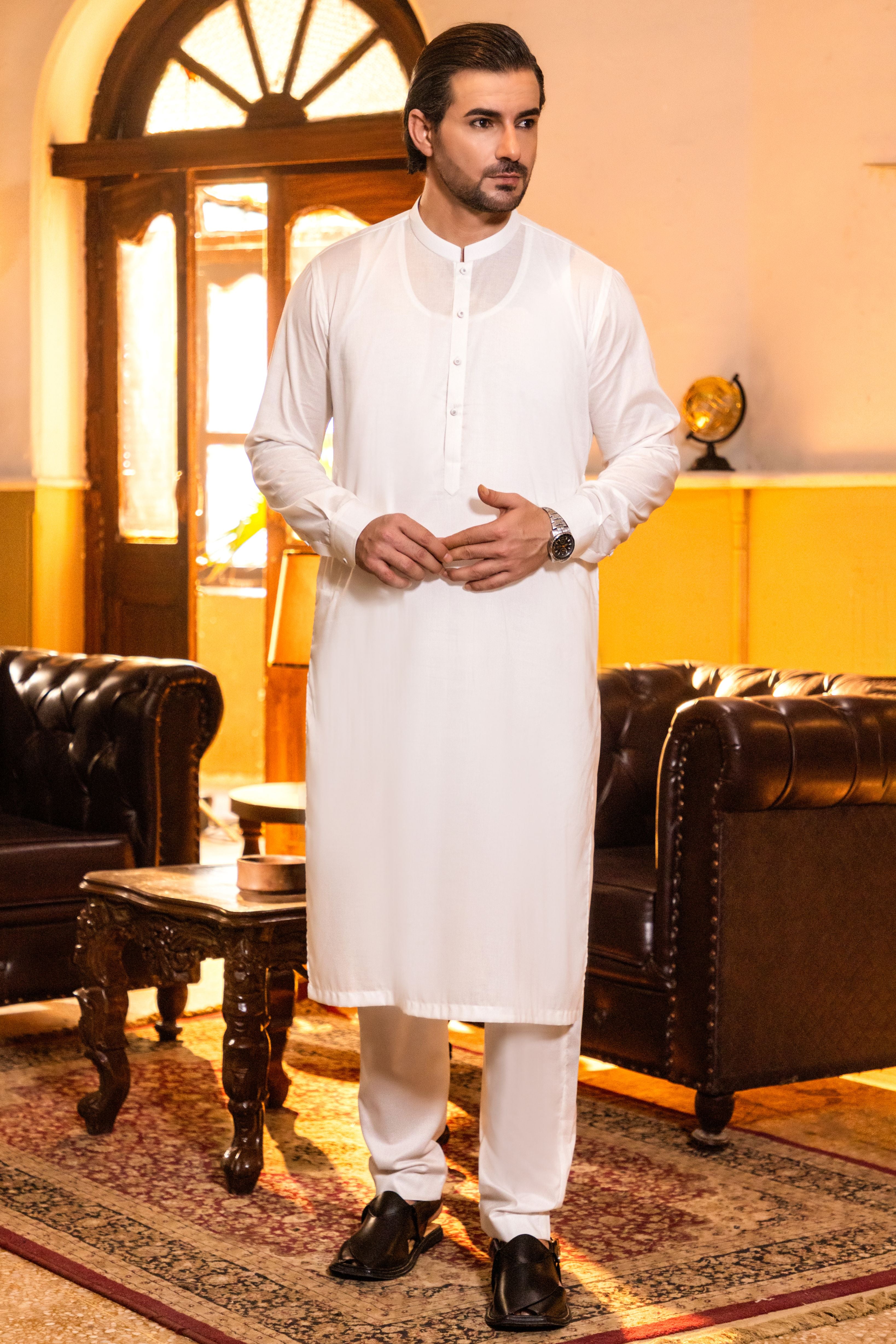 Stitched Trouser & Kameez (SCS16) Off White