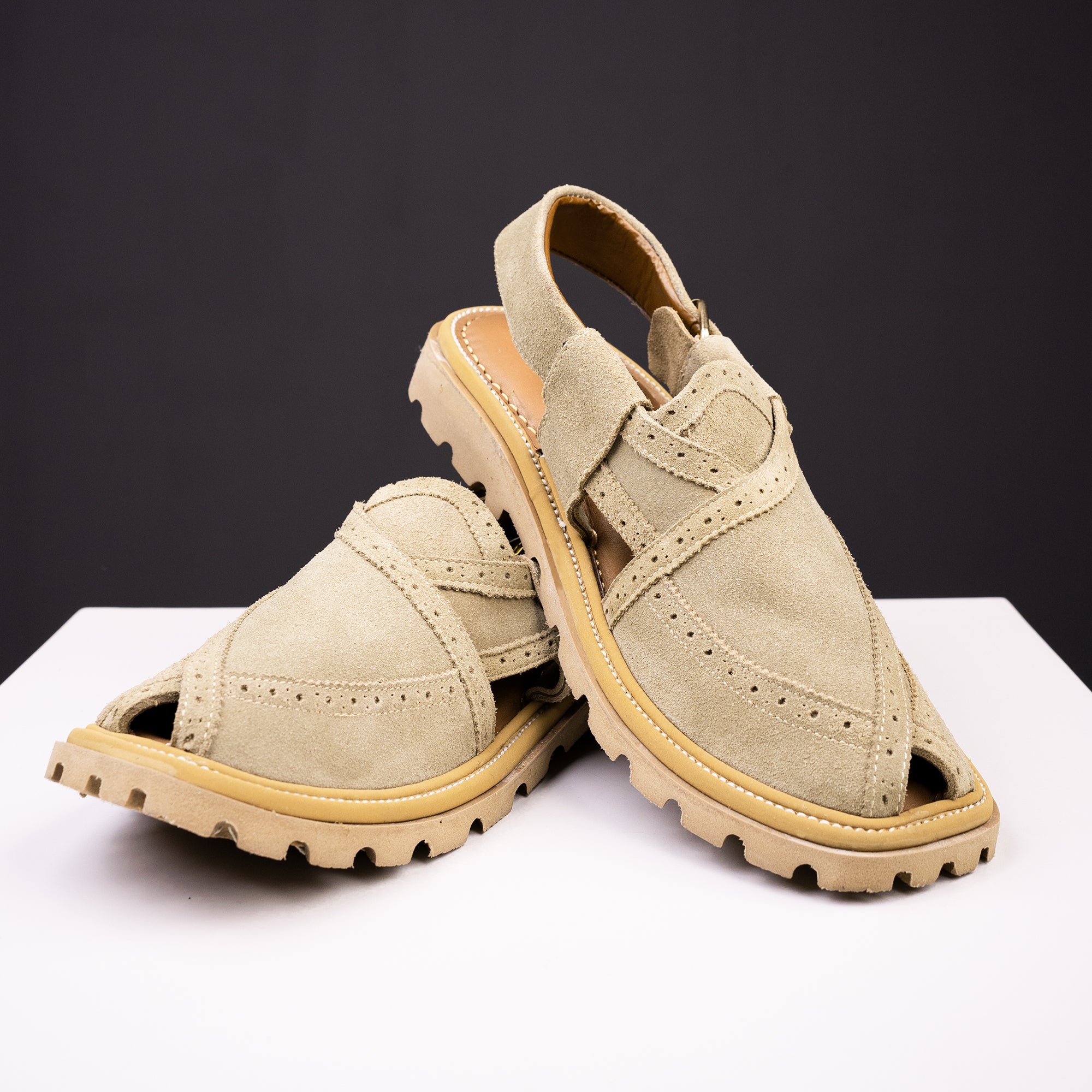 Peshawari Sandal - Camel (Suede Leather) (PMC06)