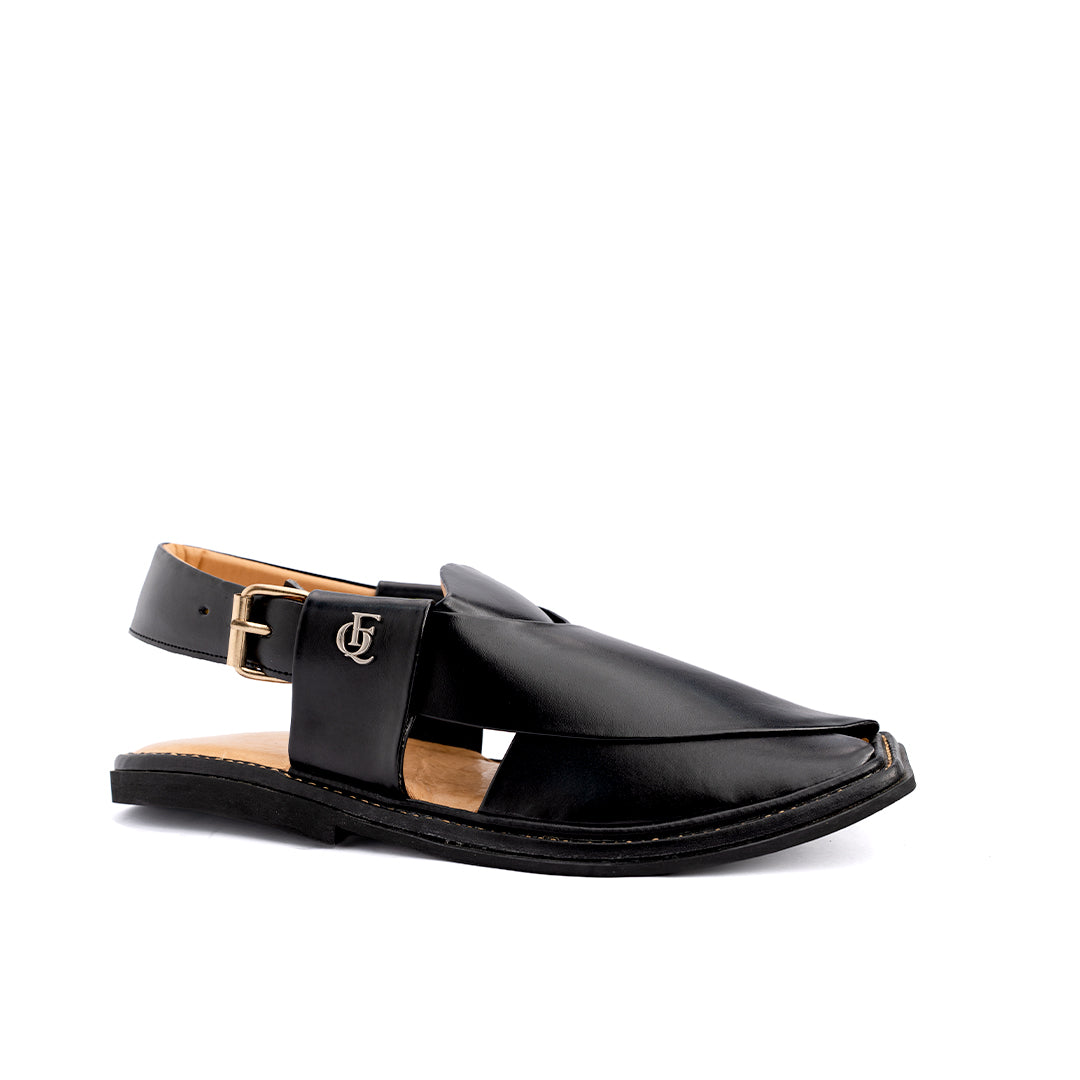 Black Pepper Leather Peshawari Sandal - PMC22