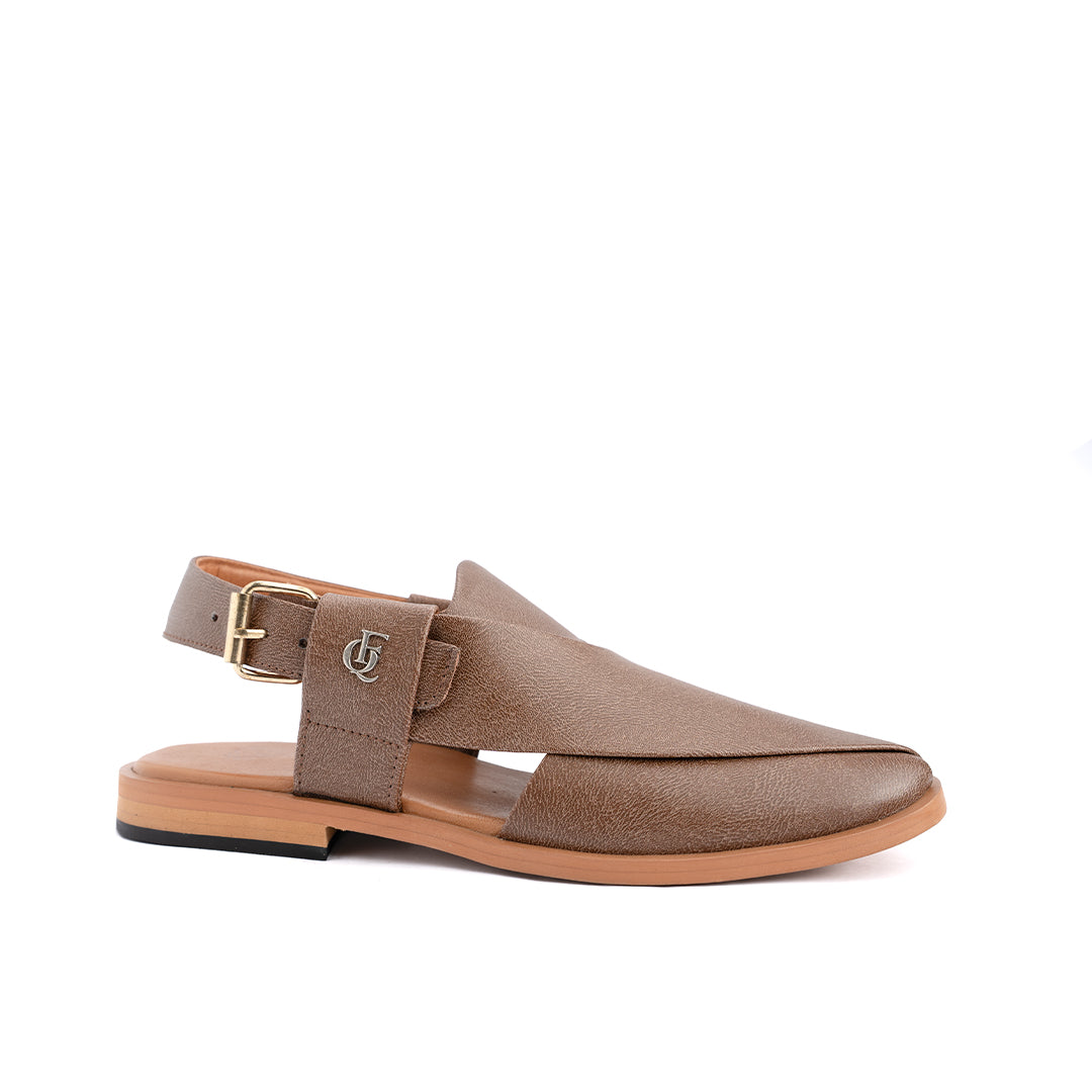 Beige Leather Peshawari Sandal - PMC10A