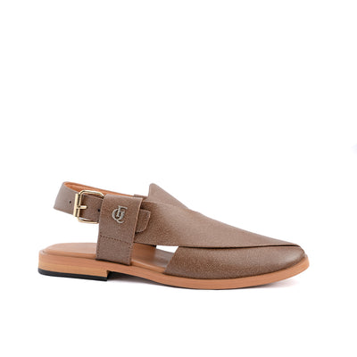 Beige Leather Peshawari Sandal - PMC10A