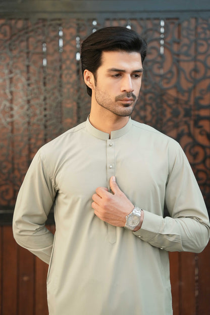 Stitched Shalwar Kameez (SPSB) Light Grey