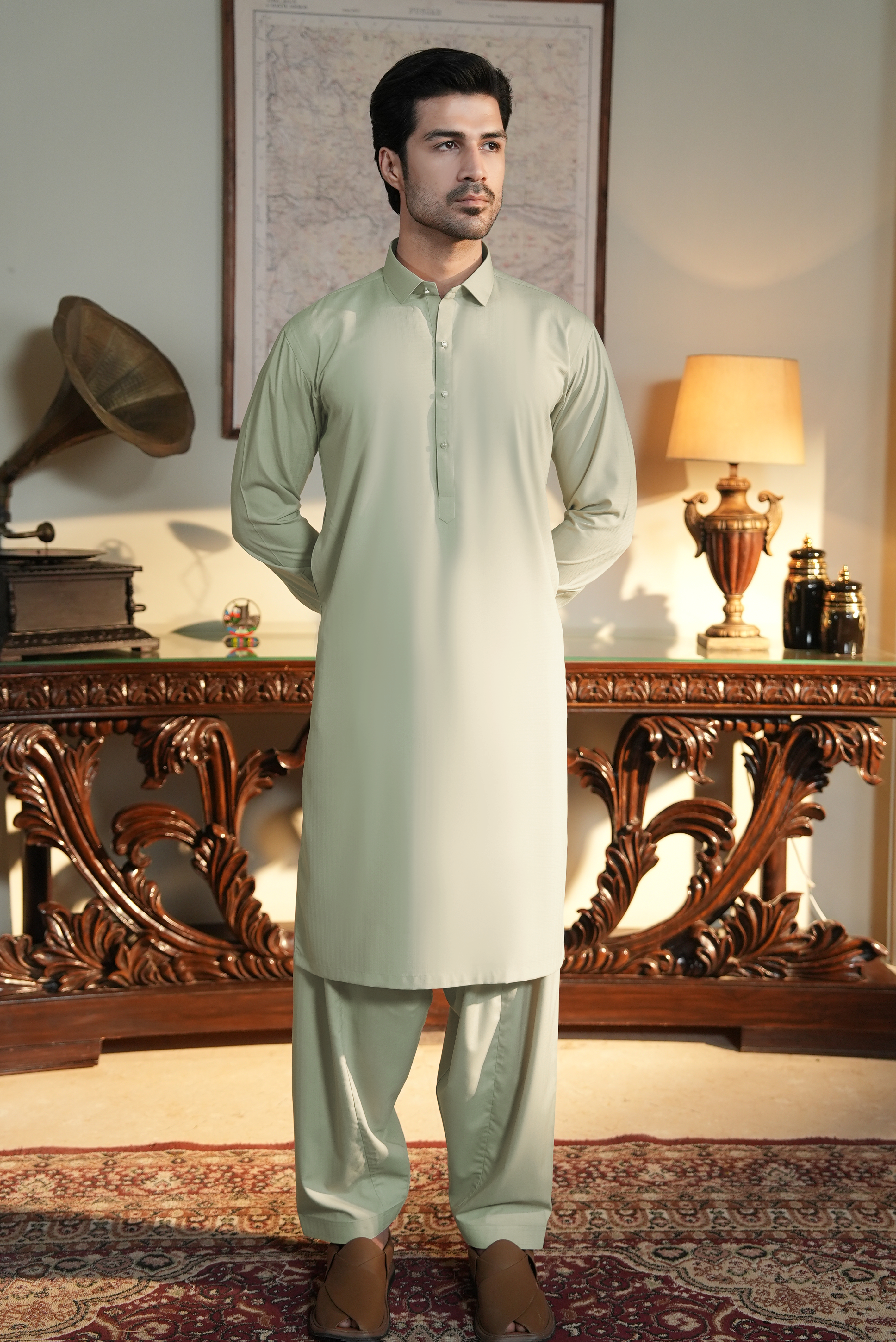 Stitched Shalwar Kameez (SPSC) Soft Green