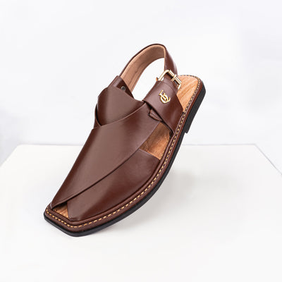 Peshawari Sandal Legacy Brown PMC-26 dark brown genuine leather T-shape