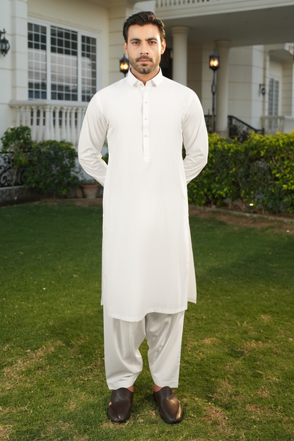 Stitched Shalwar Kameez (SPSC) White