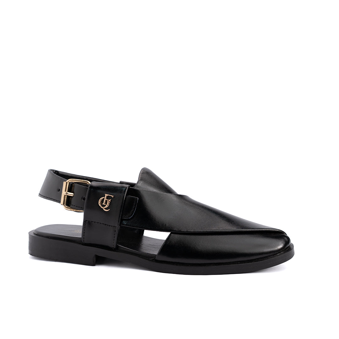 Black Leather Peshawari Sandal - PMC08