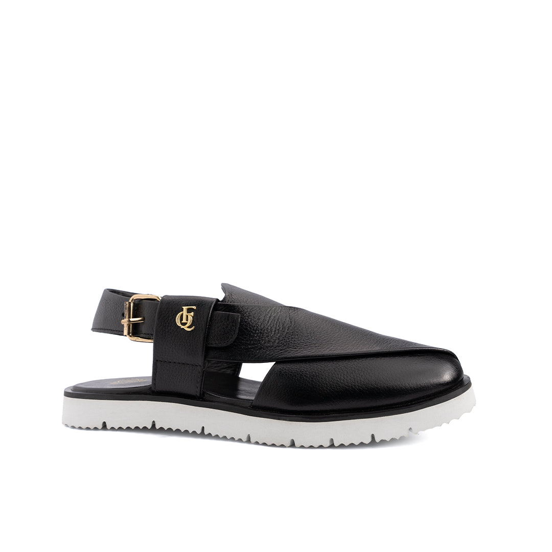 Black Leather Peshawari Sandal - PMC20