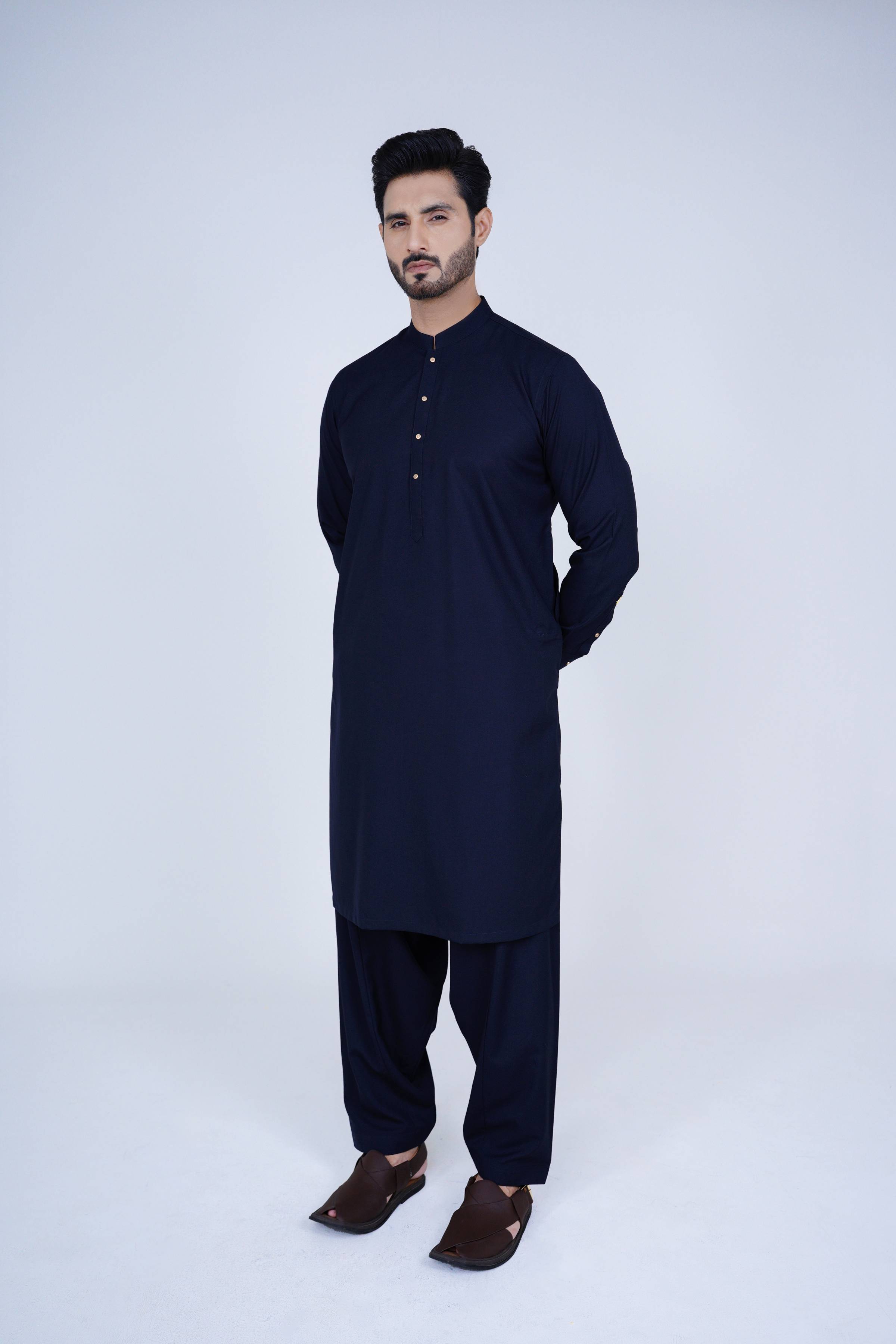Stitched Shalwar Kameez (SWS19) Navy Blue