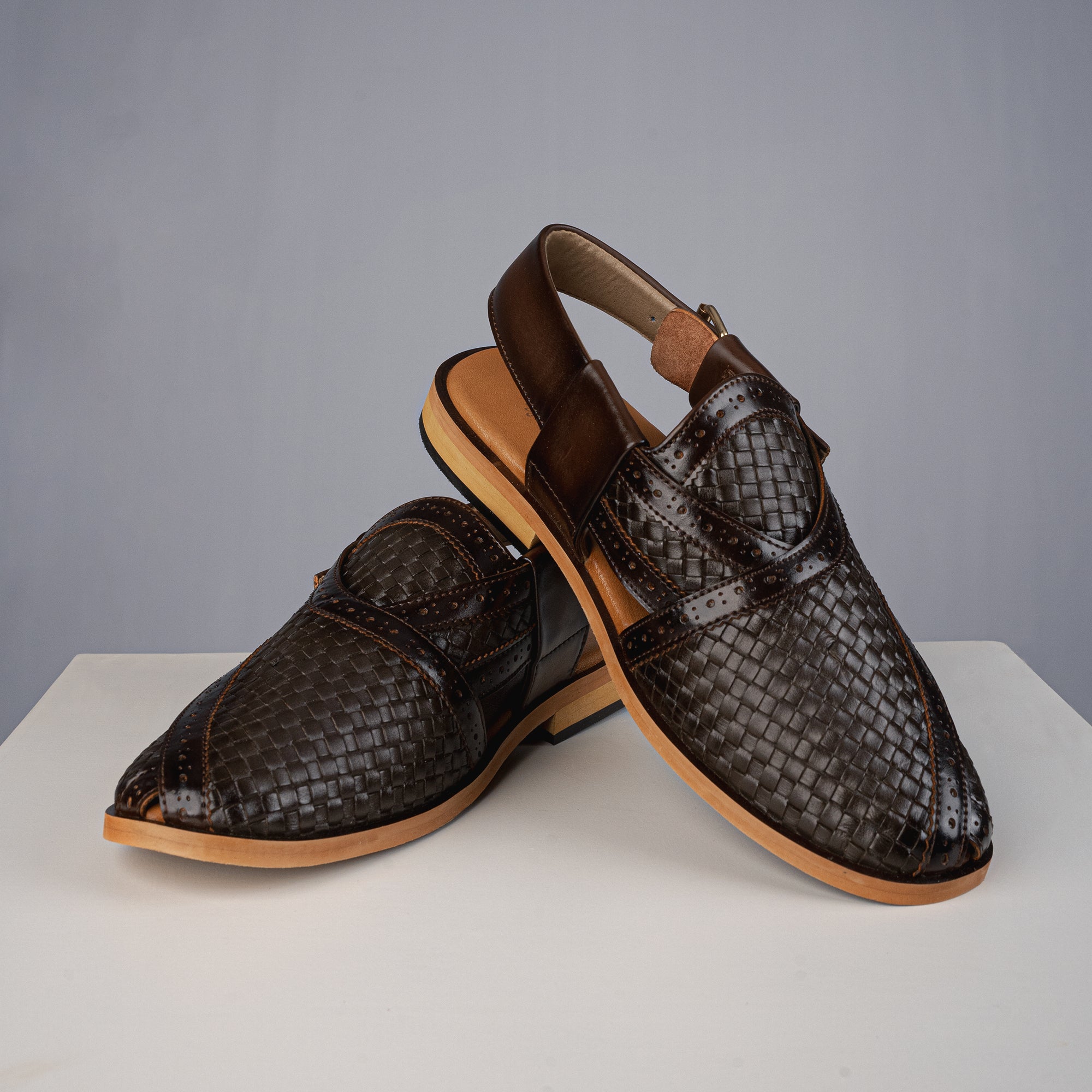 Peshawari Sandal - Brown Weave (PMC21)
