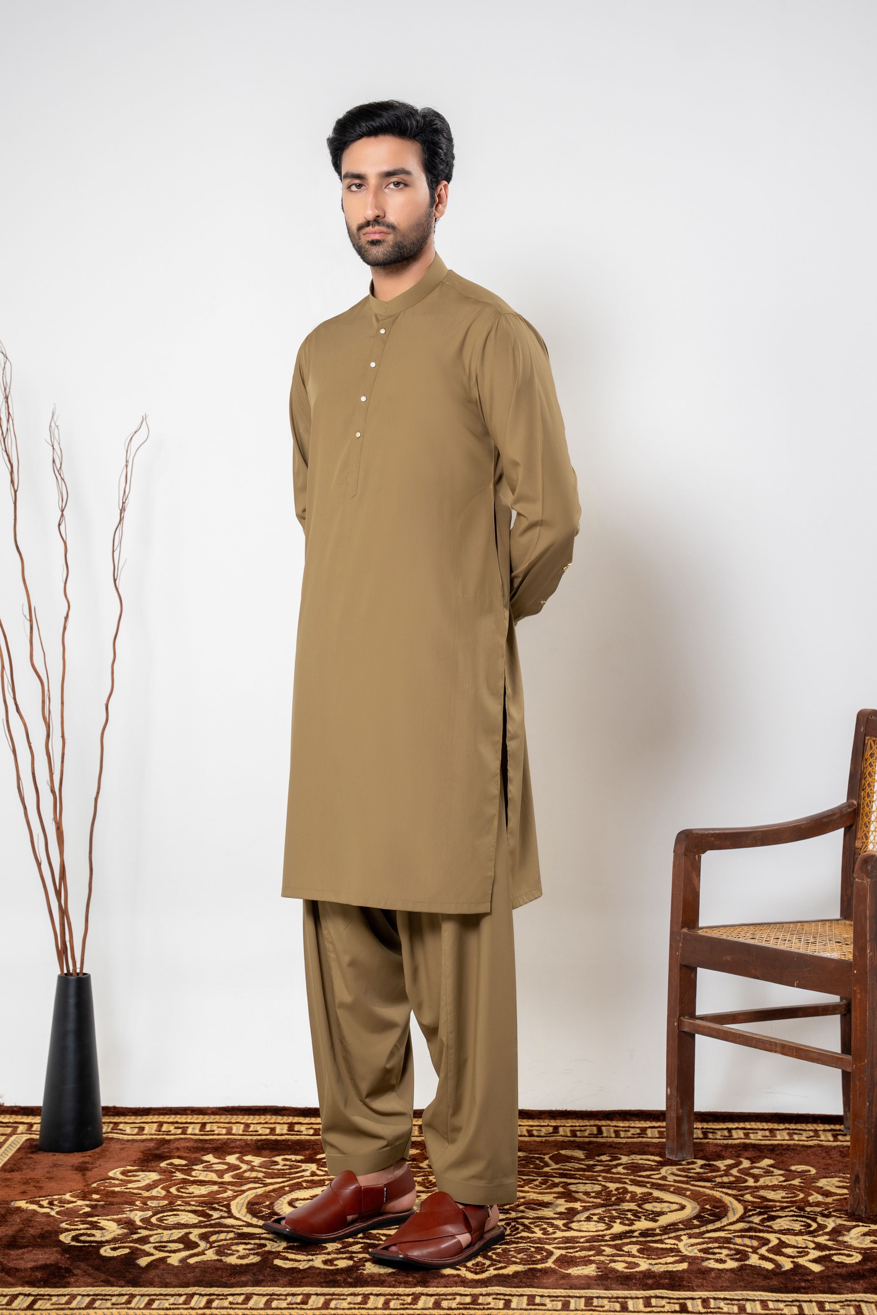 Stitched Shalwar Kameez (SPS71) Golden Flax