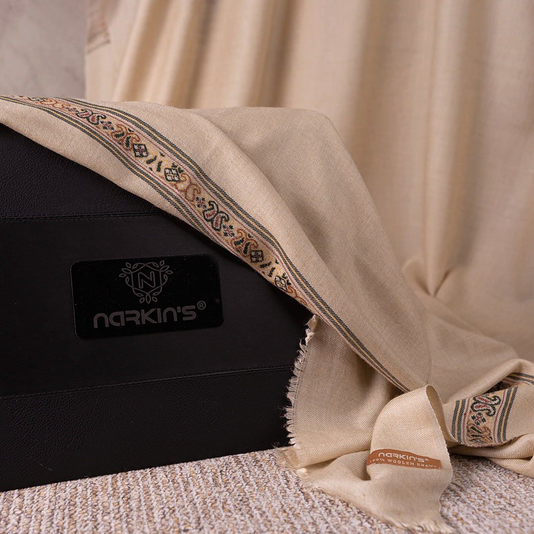100% Woolen Shawl - 007 | Beige