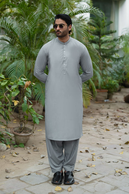 Stitched Shalwar Kameez (SPS53) Silver Grey