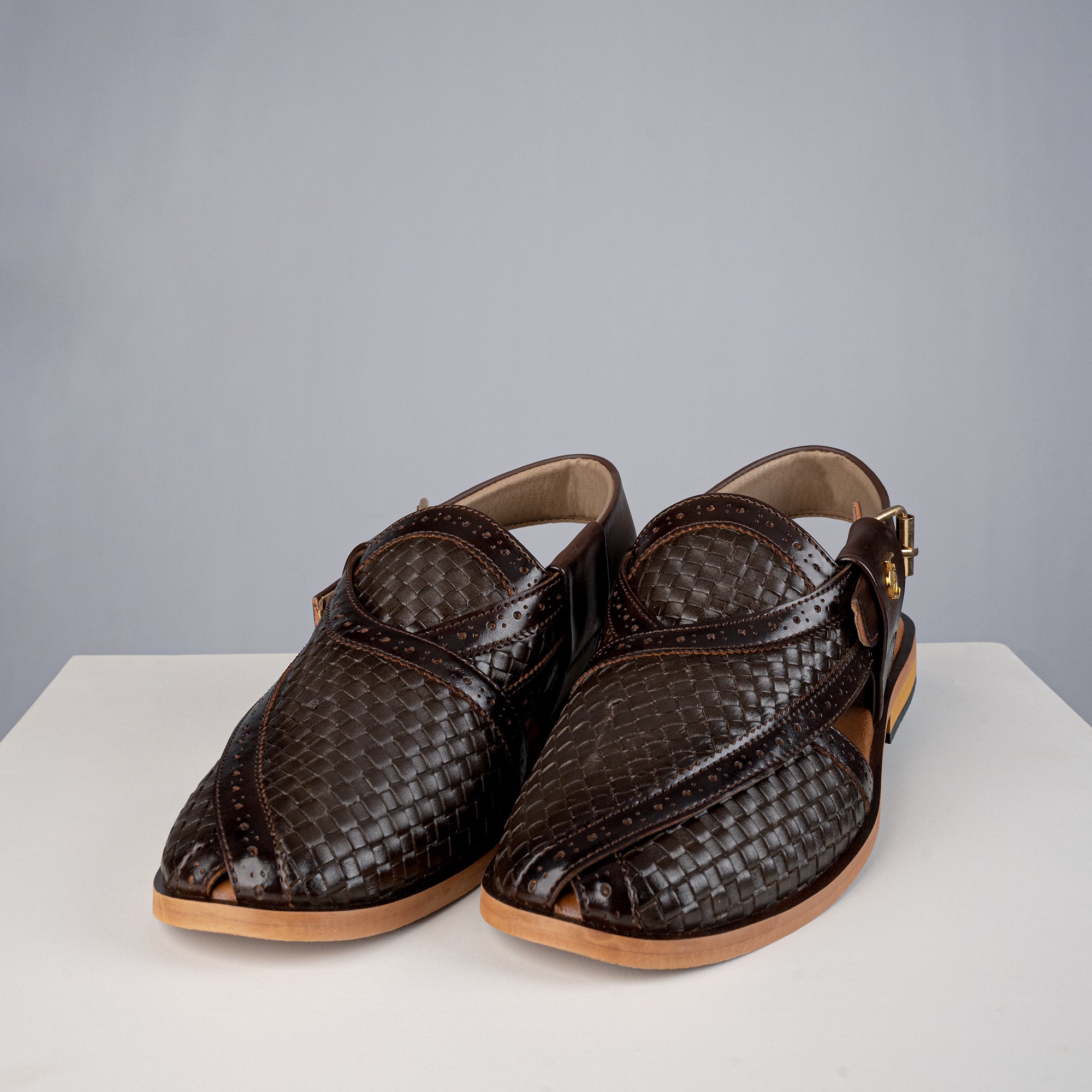 Peshawari Sandal - Brown Weave (PMC21)
