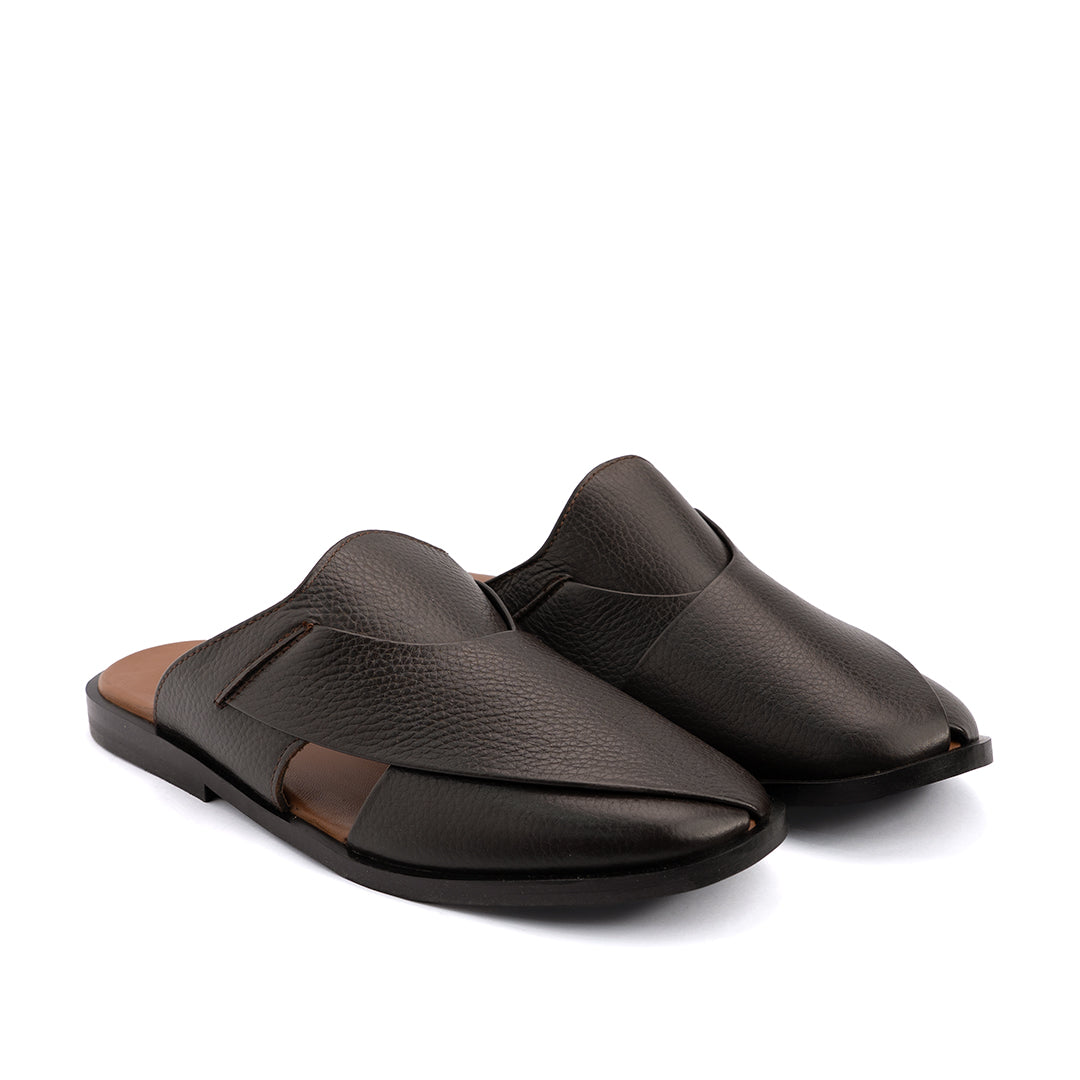 Brown Leather Mules - PMC17