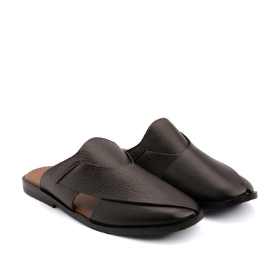 Brown Leather Mules - PMC17