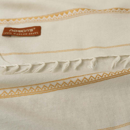 100% Woolen Shawl - 008 | Cream