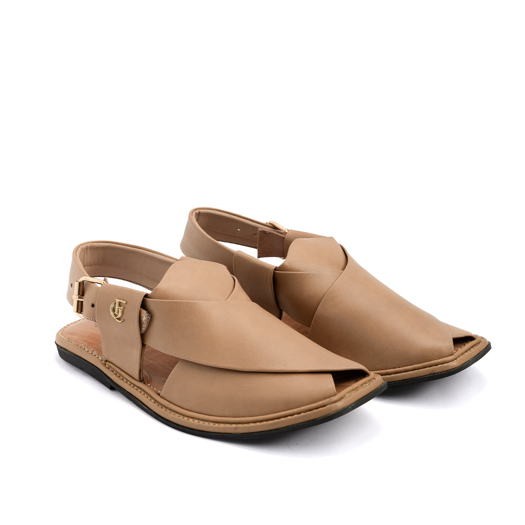 Beige Leather Peshawari Sandal - PMC29