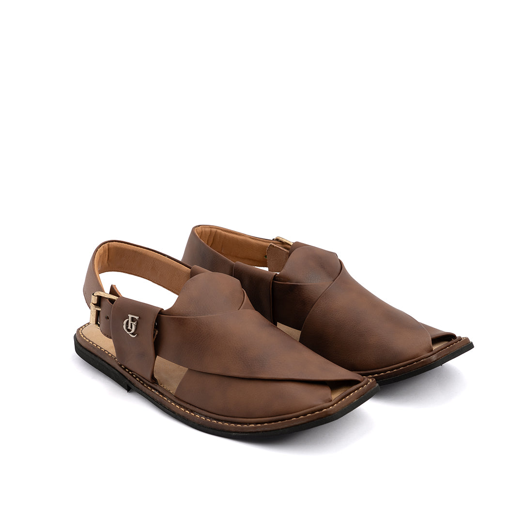 Brown Matte Leather Peshawari Sandal - PMC24