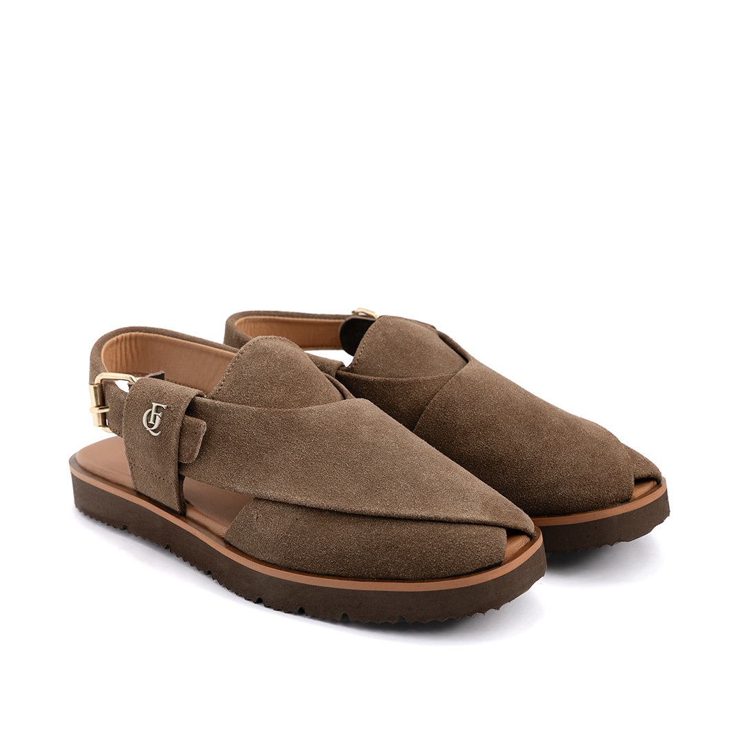 Brown Suede Leather Peshawari Sandal - PMC11