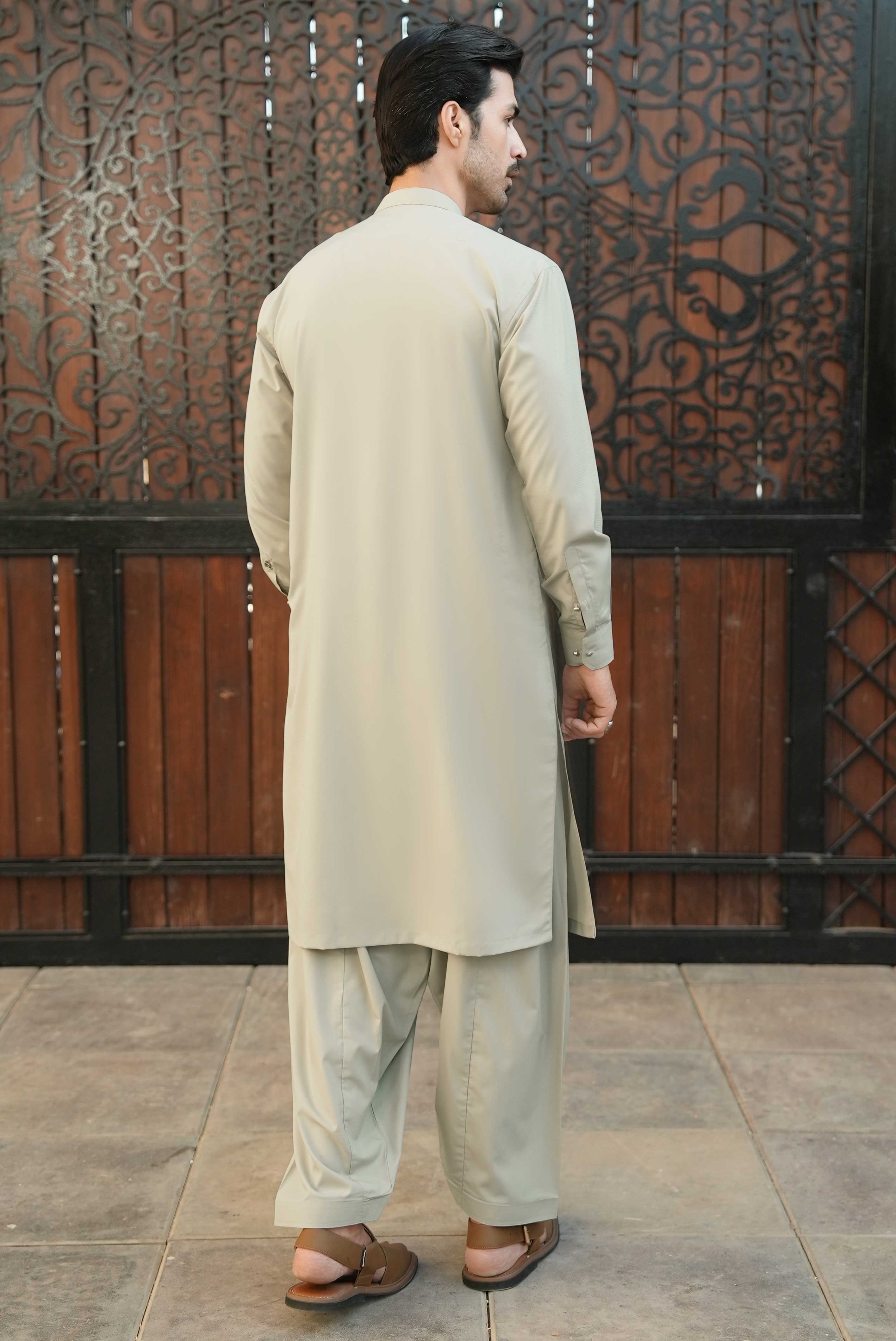 Stitched Shalwar Kameez (SPSB) Light Grey