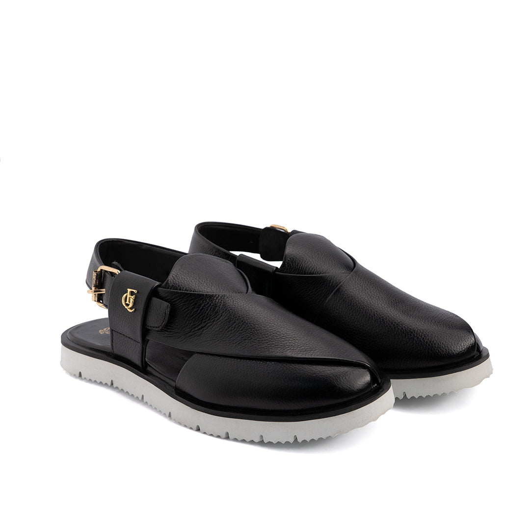 Black Leather Peshawari Sandal - PMC20