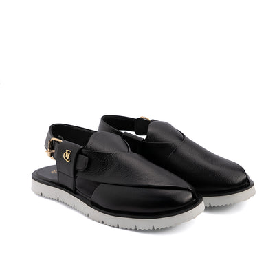 Black Leather Peshawari Sandal - PMC20