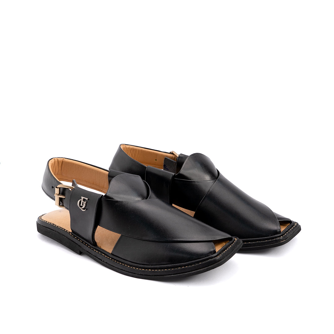 Black Pepper Leather Peshawari Sandal - PMC22