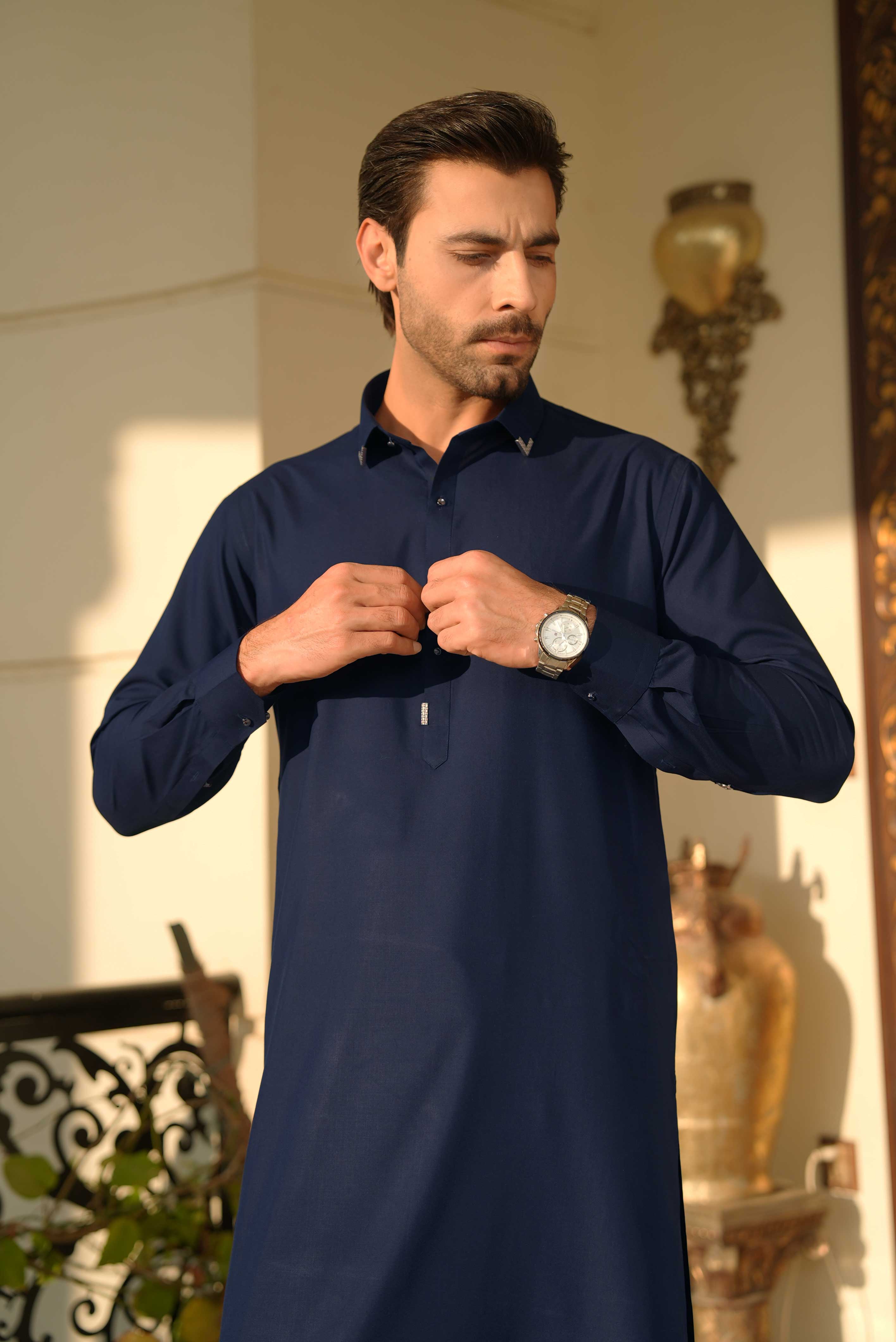 Stitched Shalwar Kameez (SPSC) Navy Blue