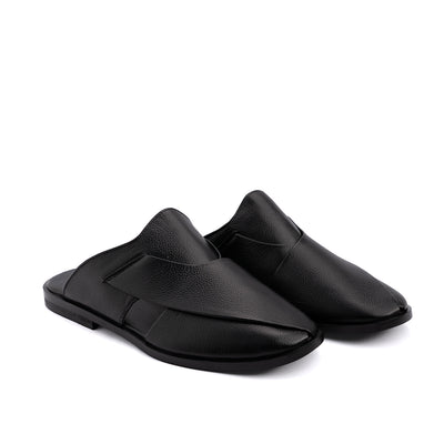 Black Leather Mules - PMC16