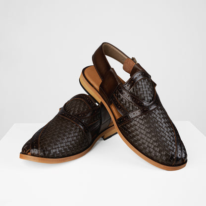 Peshawari Sandal - Brown Weave (PMC21)