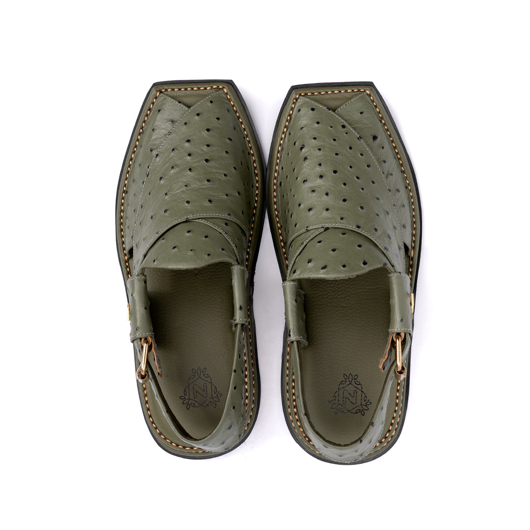 Green Crest Leather Peshawari Sandal - PMC28