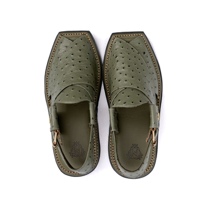 Green Crest Leather Peshawari Sandal - PMC28